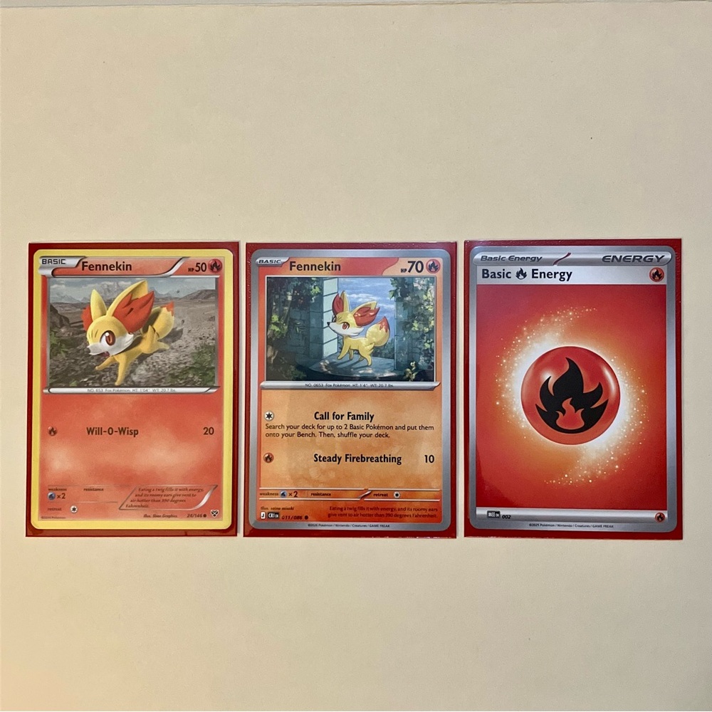 3x Fire / Fennekin Pokémon Cards 🔥